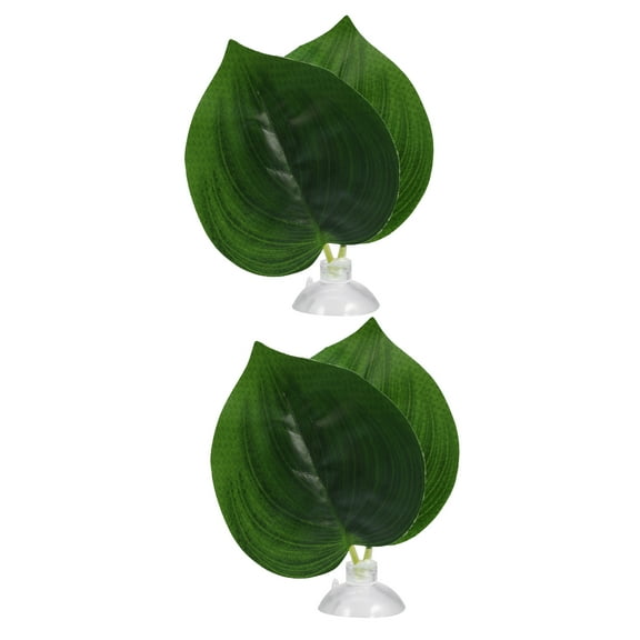 Unique Bargains 2pcs Betta Fish Leaf Pad Hammock Resting Hide Plants Decoration Green 3.15"x2.76" with Suction Cup