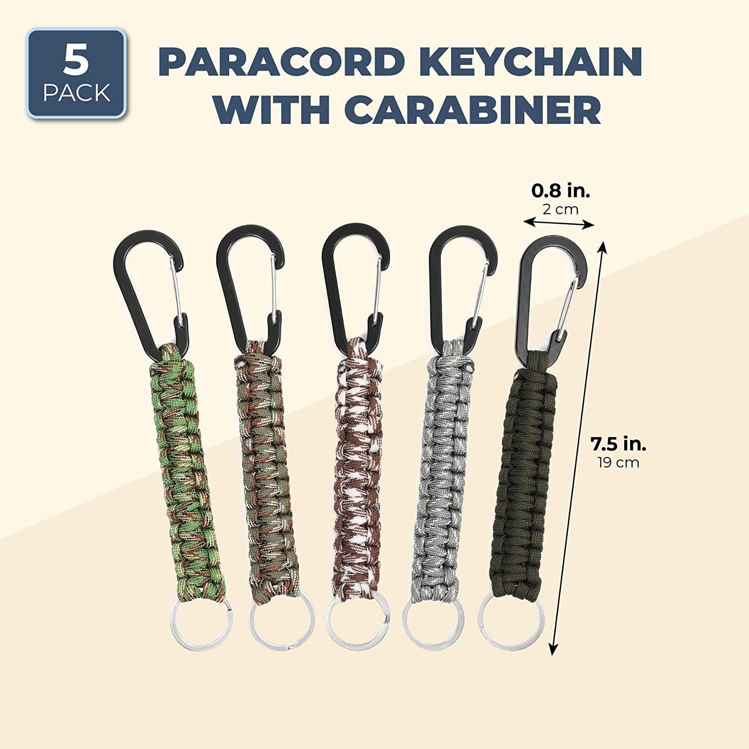 Set of 5 Braided Lanyard Utility Ring Hook TIMGOU Paracord Keychain with Carabiner