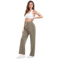 thumbnail image 5 of Hanerdun Womens Yoga Pants Wide Leg Workout Leggings High Waist Bottoms with Pockets Activewear Khaki L, 5 of 9