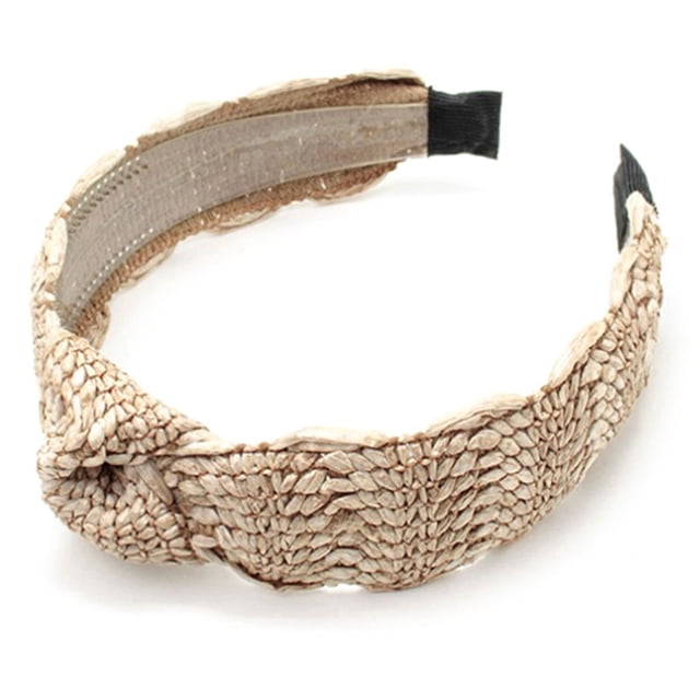 Femmes Paille Bandeau Naturel Rétro Décoratif Large Bande de Cheveux Noeud Cerceau
