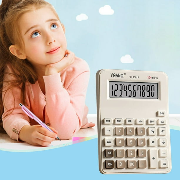 Calculadora para estudiantes de matemáticas de primaria, calculadora sincrónica con pantalla de 10 dígitos, portátil, de escritorio, silenciosa, con batería.