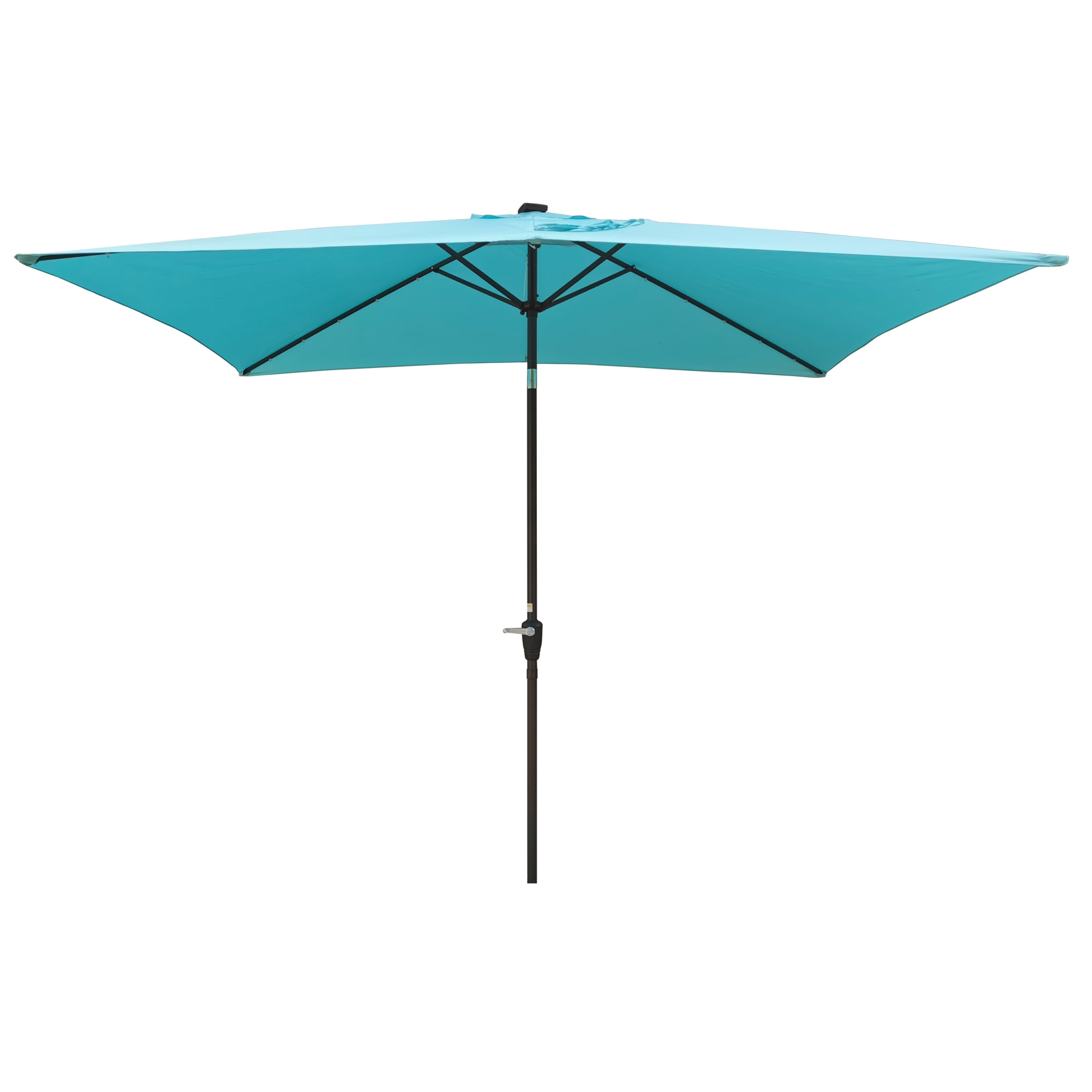 10x6.5 FT Rectangular Patio Umbrella, Solar LED Waterproof Outdoor Sun Shade Canopy with Tilt Function, Turquoise