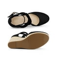 thumbnail image 4 of BLISSFUL STEP Women's Espadrilles Wedge Sandals Platform Close Toe Cross Strap Sandal Black 9, 4 of 7