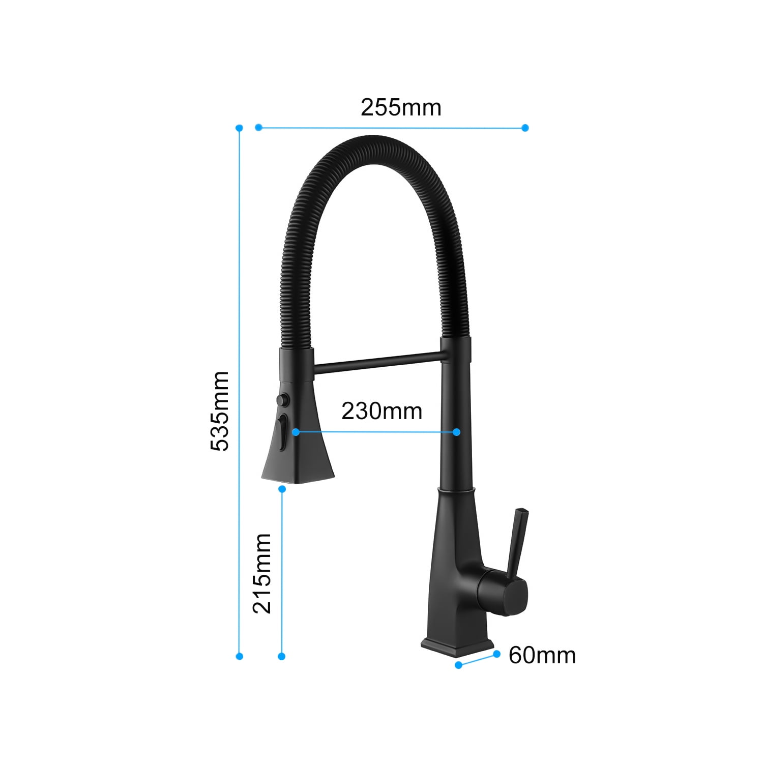 Izzovium Matte Black Kitchen Faucet with Pull Down Sprayer, 360° Swivel High Arc Stainless Steel Faucet, 2 Water Modes (Stream/Spray), Single Handle for Easy Temperature Control