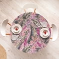thumbnail image 4 of Ambesonne Exotic Fitted Round Tablecloth, Vintage Floral Ornament Wild, 45"- 56" Diameter, Pink and Sage Green, 4 of 5