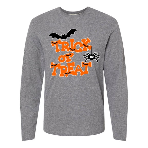 Inktastic Halloween Trick-or-Treat with Spider and Bats Long Sleeve T-Shirt