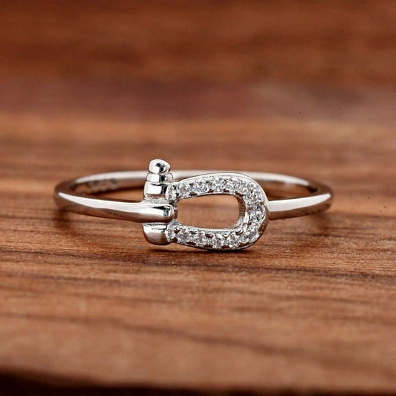 Bow Jewel 0.39 Ct Round Brilliant Cut Diamond Minimal Ring - 14K White Gold Plated Diamond Ring - Buckle Shape Diamond Rings for Women's - Rings for Women's - Daily Wear Diamond Rings for Her