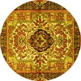 thumbnail image 1 of Ahgly Company Machine Washable Indoor Round Persian Yellow Traditional Area Rugs, 3' Round, 1 of 4