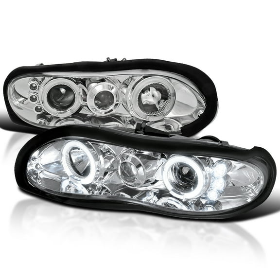 Spec-D Tuning Chrome Housing Clear Lens Projector Headlights Compatible with 1998-2002 Chevy Camaro, Left Right Pair Headlamps Assembly