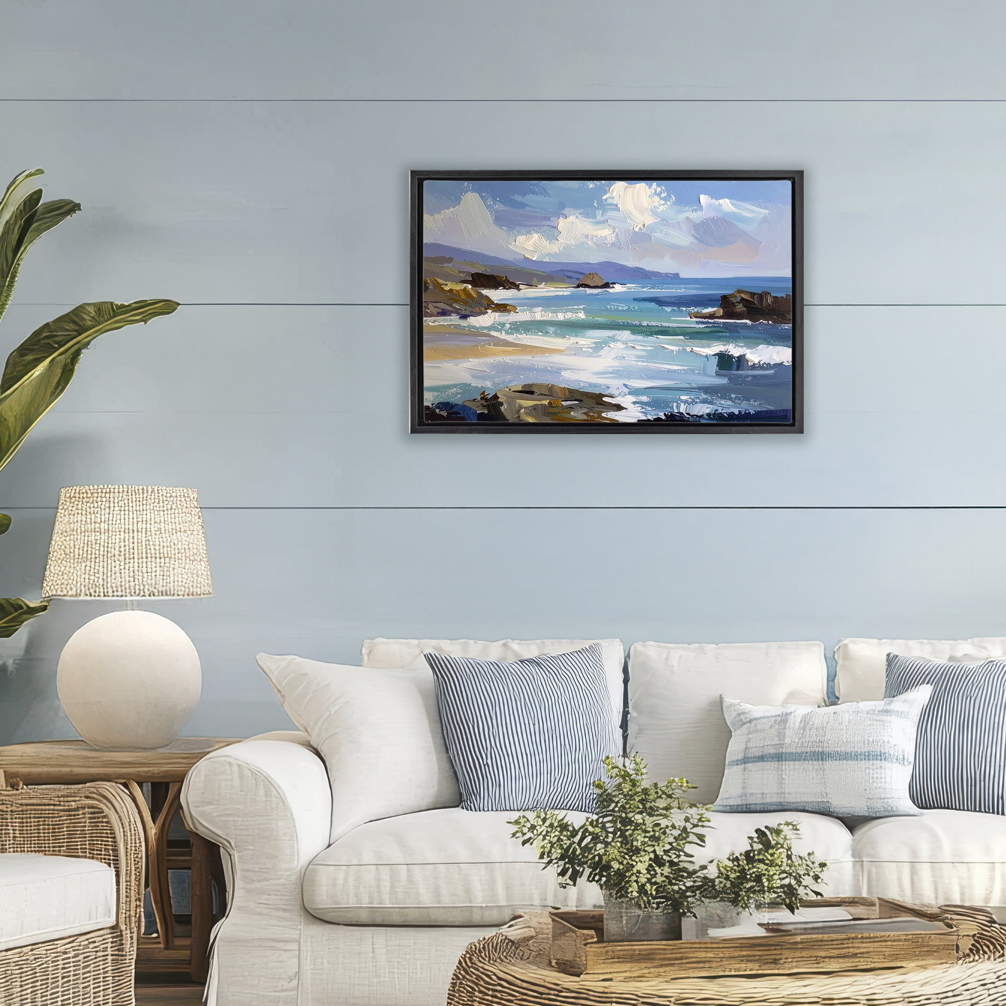 Stupell Industries From Sky To Sea Black Framed Floater Canvas Wall Art, design by Alonza Saunders