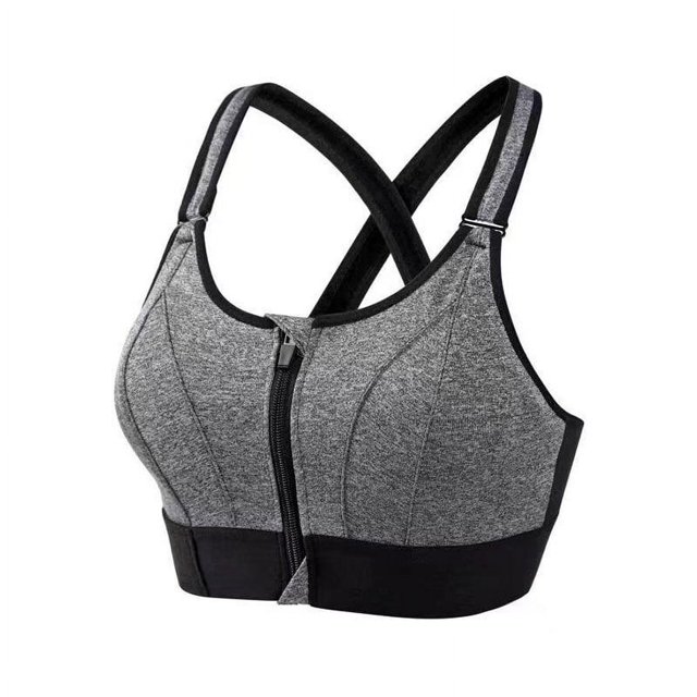 Sujetador deportivo con cremallera frontal ajustable a prueba de golpes sin aro de acero, chaleco de yoga, ropa interior de belleza cruzada para mujer