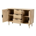 thumbnail image 2 of Baxton Studio Harrison Buffet Moderne Mi-Siècle en Bois Brun Naturel et Rotin Naturel à 3 Tiroirs, 2 of 5