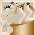 thumbnail image 4 of Bocaoying 6-Pairs Lace Ruffle Crew Socks for Women, Lolita Style Ribbon Ankle Lettuces Edge Socks, Cotton Blend Casual Bow Socks for Daily Wear, Gift, Size 6-10, Black/White/Beige, 4 of 8