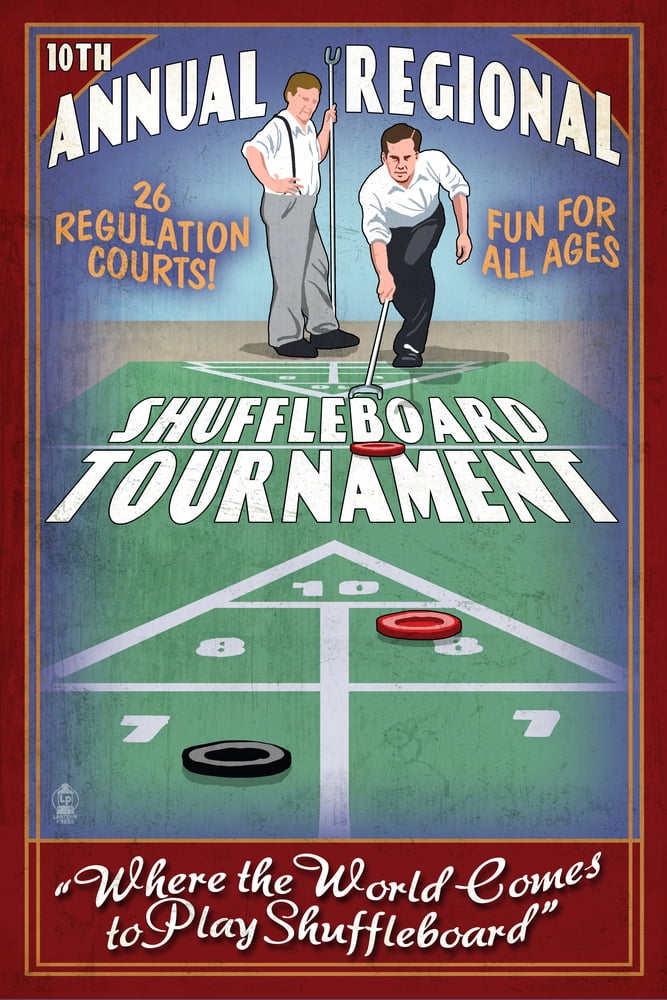 Shuffleboard, Vintage Sign (16x24 Giclee Gallery Art Print, Vivid