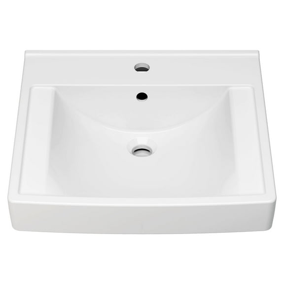 Decorum White Vitreous China Wall-Hung Vessel Sink with Single Faucet Hole
