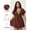 Rust Brown-4XL, variant on Rust Brown Plus Size V-Neck Tie-Waist Textured Flutter Sleeve A-Line Dress