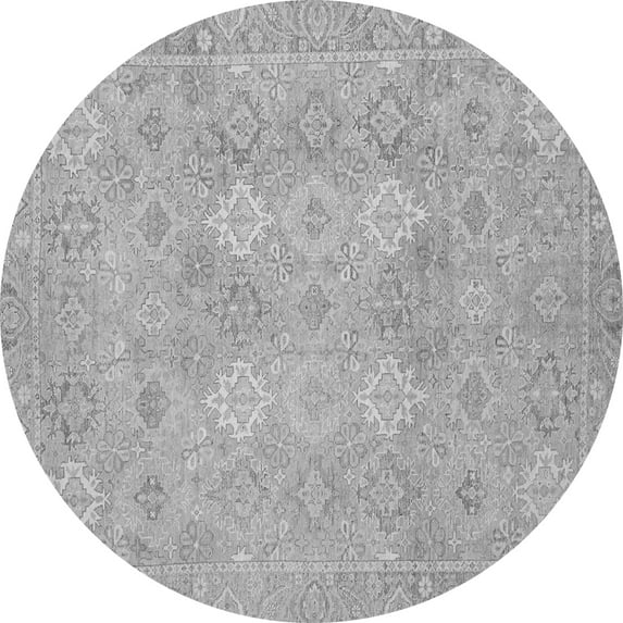 Ahgly Company Indoor Round Oriental Gray Modern Area Rugs, 4' Round