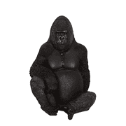 Small Silver Back Gorilla Sitting Life Size Statue