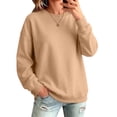 thumbnail image 2 of Women's Oversized Crewneck Sweatshirt with Drop Shoulders and Ribbed Cuffs Heather Grey Casual Top, S-2XL, 2 of 6