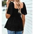 thumbnail image 4 of Blusa de manga corta con busto fruncido, blusa de manga corta para mujer con dobladillo con volantes, blusa de manga corta con volantes, calidad inigualable, 4 of 6