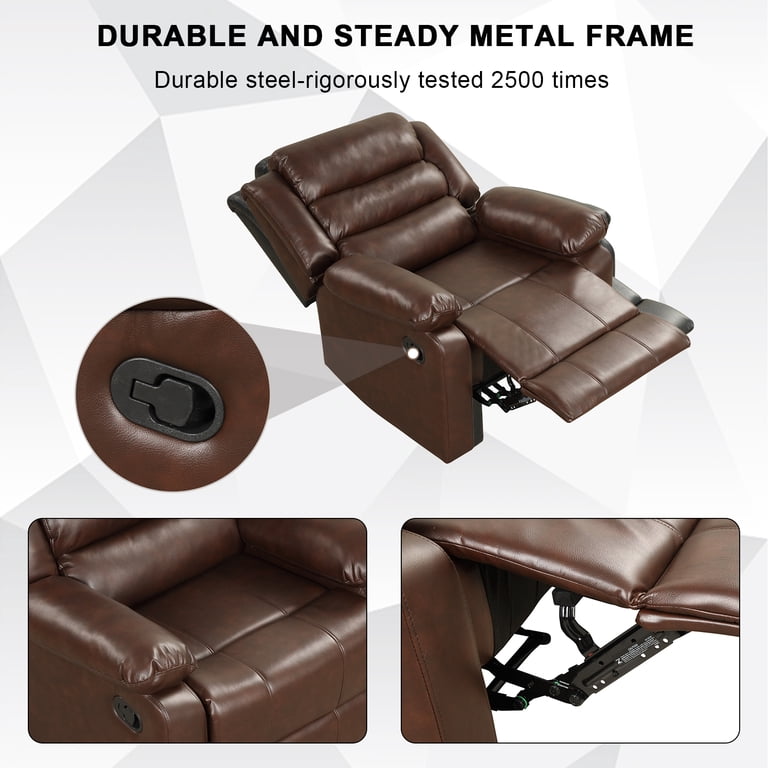 Bonzy Home Recliner Chair, Single Coffee Faux Leather photo 2