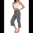 thumbnail image 2 of Pantalones de Cintura Alta para Mujer, Cómodos, Informales, Holgados, con Cordón, Botones y Bolsillos. Gris Oscuro XL, 2 of 10