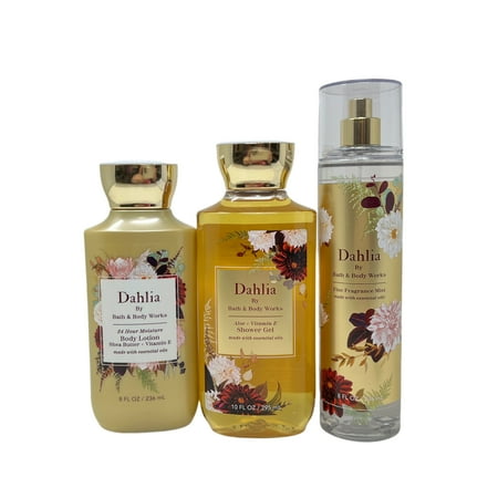 Bath & Body Works DAHLIA Daily Trio Gift Set - Fine Fragrance Mist - Shower Gel - Body Lotion - Full Size