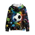 thumbnail image 5 of Xoenoiee Soccer Paint Splatter Print Zip Up Hoodies Pullover Sweatshirt for Boys Juniors Kids Loose Sweater with Pocket Long Sleeve Hooded Jacket Sports Shirt Plus Size, L, 5 of 7
