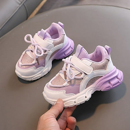 

Kuegmeu Kids Sneakers for Girls New Non-Slip Running Mesh Shoes Lightweight Breathable Elastic Athletic Shoes for Little Kids/Big Kids Purple 9.5