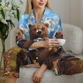 thumbnail image 6 of Saiise Snowy Mountain Photography Bear Print Women Soft Pajama Sets,Long Sleeve Sleepwear Button Up 2-Piece Pjs Lounge Sets-Small, 6 of 7