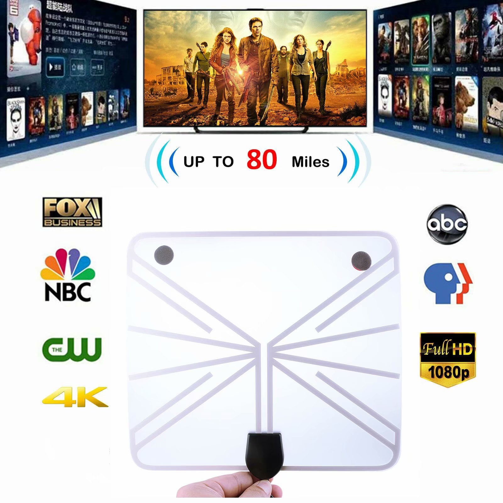 Hdtv Antenna Indoor Digital Tv Antenna 120miles Range With The Latest Amplifier Signal Booster 4k Local Channels Broadcast For All Types Of Smart Digital Television Walmart Com Walmart Com