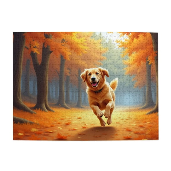 500 Piece Golden Retriever Autumn Forest Jigsaw Puzzle For Adults Challenging And Relaxing Puzzle Game， Beautiful Artwork， Great Gift Idea， HighQuality Pieces
