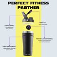 thumbnail image 3 of JUSTLET 26oz Insulated Stainless Steel Blender Shaker Bottle with One Mixing Ball, Black., 3 of 8