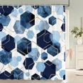 thumbnail image 5 of 70.87x70.87Inch Blue Shower Curtain, Modern Geometric Art Decor Waterproof Bath Curtain, Abstract Fabric Shower Curtain for Bathroom, 5 of 8