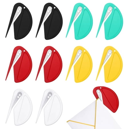 Qweryboo 12 Pcs Universal Letter Openers, Envelope Openers, Hand Envelope Mail Flat Slitter Concealed Blade Set, Essential Office Tool