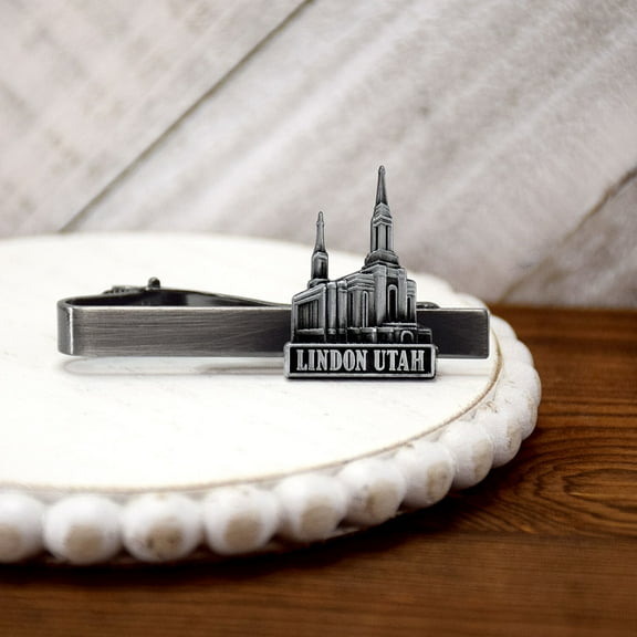 Lindon Utah Antique Silver Temple Tieclip  by Ringmasters