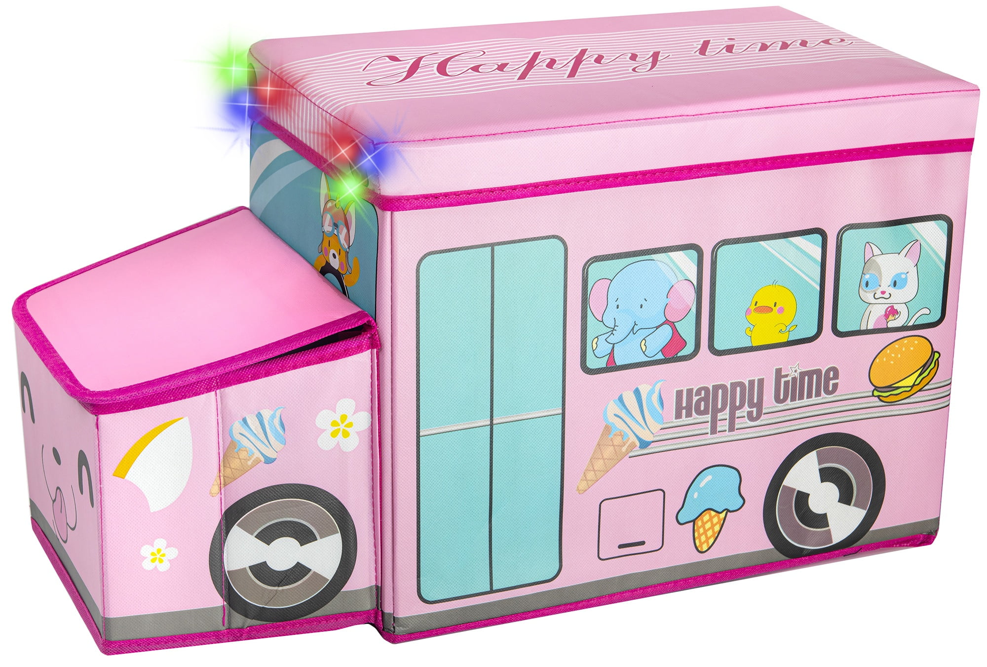 Storage School Bus For Kids in Pink Color