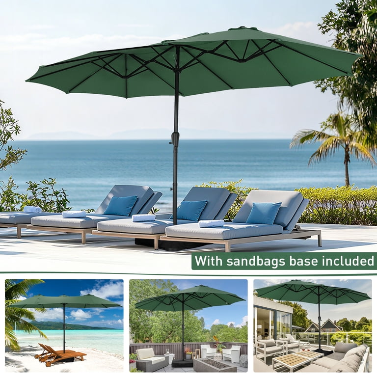 extra heavy patio umbrella base ZLACUIU 10x13FT Cantilever Outdoor Umbrellas, Double Top Large Rectangle Umbrella, Duty 360 Rotation Offset Outdoor Sun Shade for Garden Deck Pool Backyard Patio, Beige : Patio, Lawn making it ideal for sunny days 15FT Double-Sided Patio Umbrella with