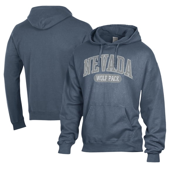 Men's Comfort Wash  Navy Nevada Wolf Pack Lightweight Fleece Pullover Hoodie