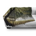 thumbnail image 3 of Tree Soft Flannel Fleece Blanket, Bench Under Timber Tree by Riverside Epic Countryside Rural Relaxing Resting Space Scenery, Cozy Plush for Indoor and Outdoor Use, 50" x 70", Green, by Ambesonne, 3 of 6
