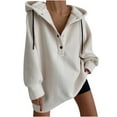 thumbnail image 1 of Timegard Women's Sweatshirts Button Long Sleeve Solid Color Oversized Hoodies Winter Fleece Warm Pullover, 1 of 2
