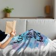 thumbnail image 3 of Wording Soft Flannel Fleece Throw Blanket, Hand Drawn Paint Brush Effect Happiness Words Abstract Composition, Cozy Plush for Indoor and Outdoor Use, 50" x 60", Dried Rose Blue Black, by Ambesonne, 3 of 5