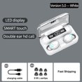 thumbnail image 2 of F9-5C Auriculares intrauditivos Pantalla digital Auriculares 5.3 compatibles con Bluetooth (Blanco) Sywqhk Para estrenar, 2 of 3