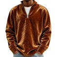 thumbnail image 3 of Frnrwgo Velvet Sweatshirt for Men Shiny Quarter Zip Stand Collar Long Sleeve Loose Fit Fall Winter Casual Party Top, 3 of 9