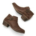 thumbnail image 3 of Pennysue Women Low Chunky Stacked Heel Boots Dark Brown Pu Side Zipper Ankle Booties 7.5M, 3 of 5