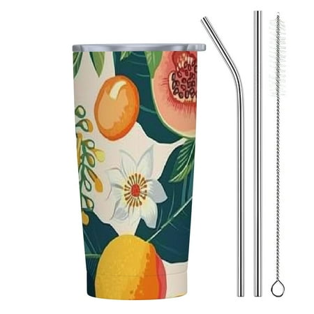 

Autua Flowers Fruits 20oz Car Tumbler with Straw 304 Stainless Steel Funny Birthday Gifts for Women Friends 20oz