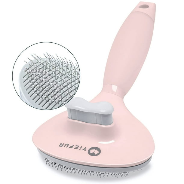 Cepillo de pelo para gatos YieFur, de silicona suave, autolimpiante, color rosa