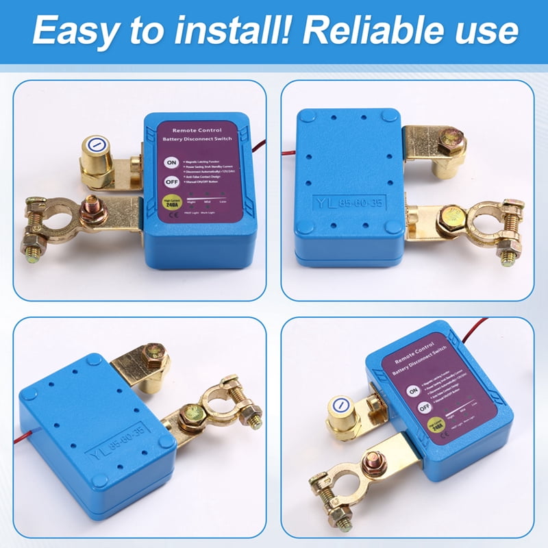 12V/24V 240A Remote Control Battery Disconnect Switch, Automatic Power Off Switch for Car Boat Battery Power-Off Switch