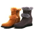 thumbnail image 4 of Ferwind Women's Ankle Booties Low Wedge Heels Suede Winter Shearling Style Adult Grey 10, 4 of 6