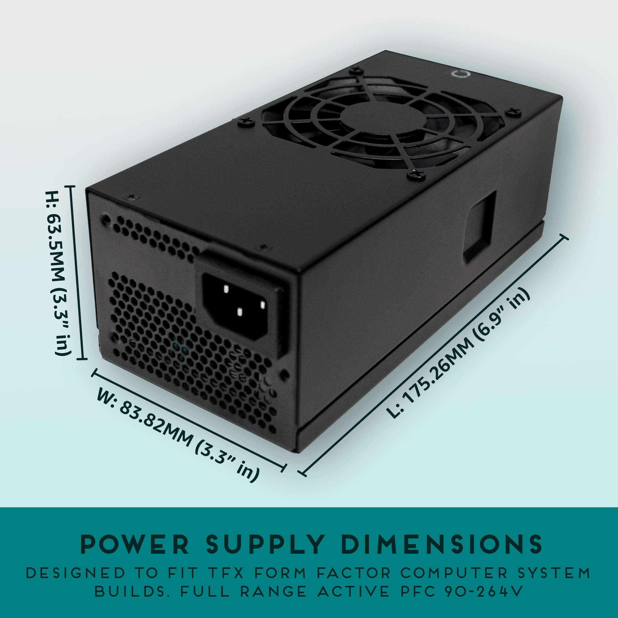 Apevia TFX-PFC400W TFX 400W Fixed Cables, Full Range Active PFC Computer Power Supply